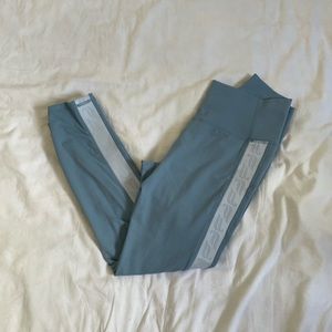 FABLETICS | Blue Leggings with White Logo Stripes